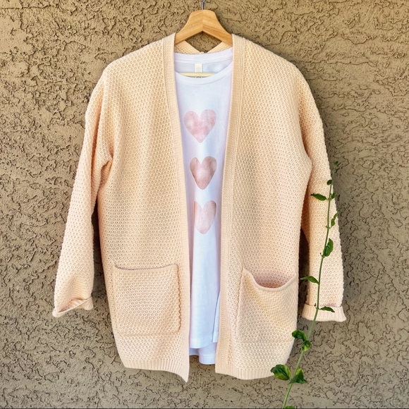 Sweaters - PEACH Thick Cardigan - Loose Weave